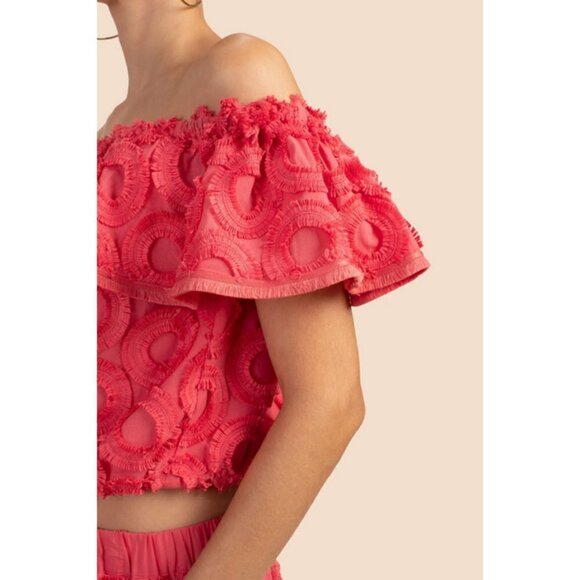 💕TRINA TURK💕 Veranda Top ~ Vista Voile Watermelon Red Medium M NWT - Picture 2 of 10